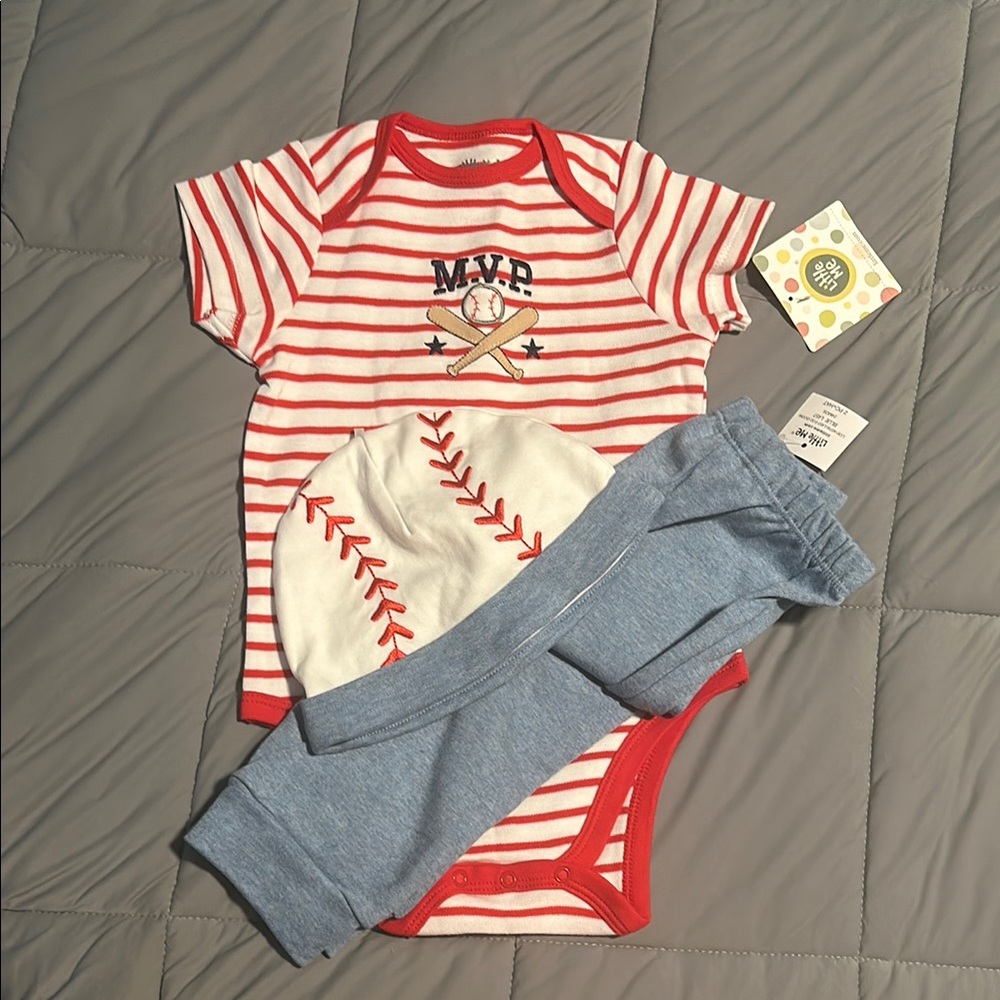 Little Me Red and Blue Baseball Matching Set
